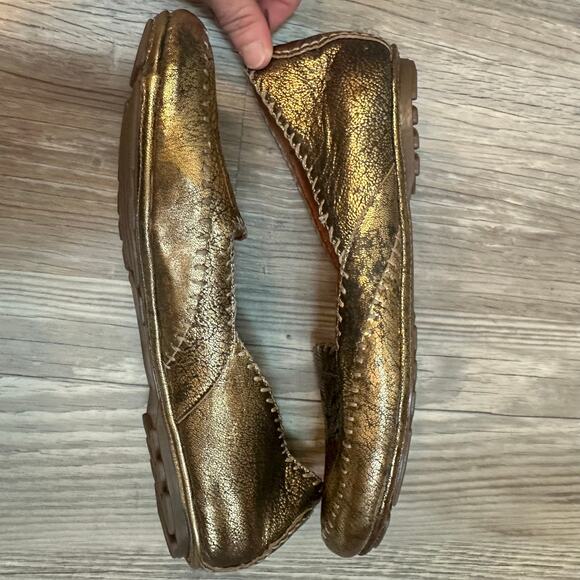 Gentle Souls Kenneth Cole Women's Size 10M Lucki Sole‎ Ballet Flat Gold Leather - Picture 5 of 7